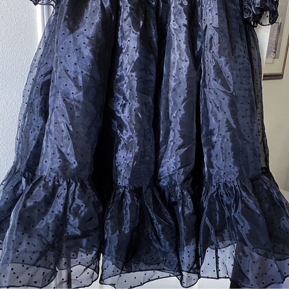 Selkie Caviar French Puff Dress Midi Black Polka Dot Organza XL NWT - Picture 7 of 14